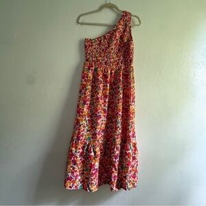 Kirundo Vibrant, Floral One-Shoulder Maxi Dress. Sz M.